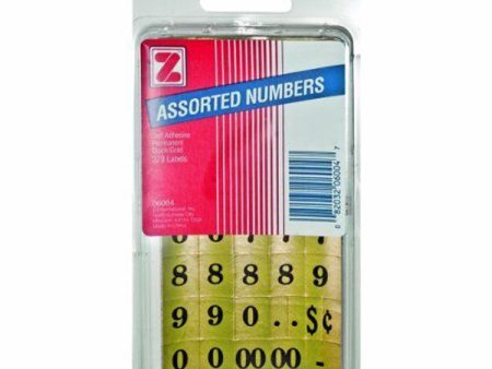 ADVANTUS - Self Adhesive Assorted Numbers 1 2 x 5 8 Inches Black Gold - 378 Labels Supply