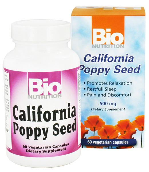 BIO NUTRITION - California Poppy Seed 500 mg - 60 Vegetarian Capsules For Cheap