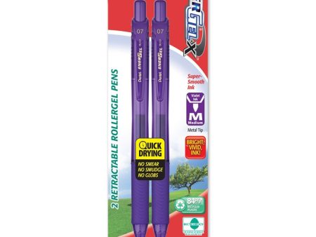 ENERGEL-X - Retractable Liquid Gel Pen 0.7mm, Metal Tip, Medium, Violet Ink - 2 Pens Sale