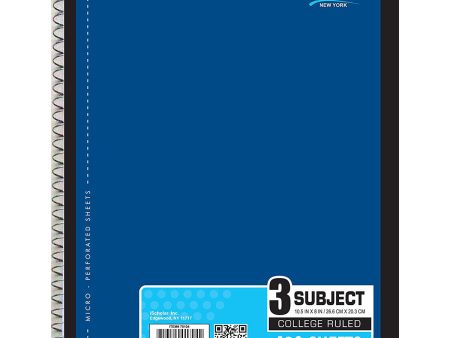 iSCHOLAR - 3-Subject Wirebound Notebook College Ruled, 10.5  x 8  - 120 Sheets on Sale