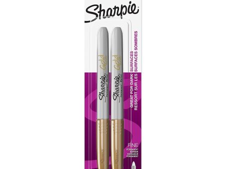 SHARPIE - Fine Point Metallic Permanent Marker Gold - 2 Markers Fashion