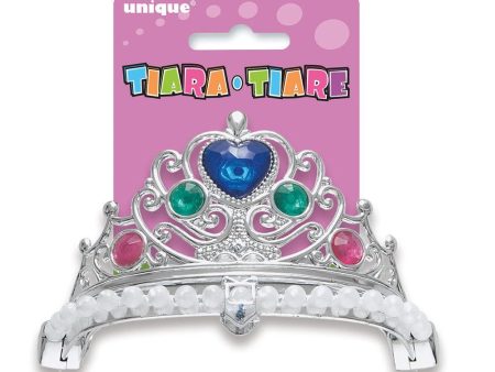 UNIQUE - Plastic Gold or Silver Jeweled Princess Tiara - 1 Pack For Discount