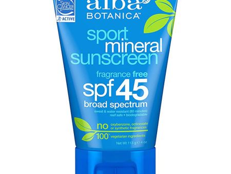 ALBA BOTANICA - Sport Mineral Sunscreen SPF45 - 4 oz. (113 g) Online