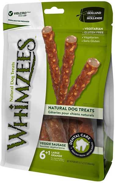 WHIMZEES - Veggie Sausage Dental Dog Treats Large 7 Pieces - 14.8 oz. (420 g) Online now