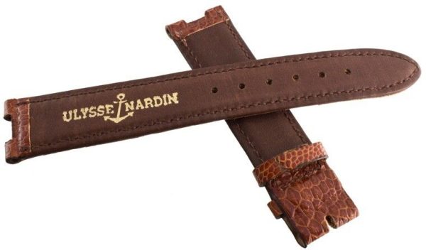 Genuine Ulysse Nardin NOS 18x16mm Brown Alligator Leather Watch Band Strap on Sale