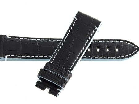 Genuine Arnold & Son 22mm x 20mm Black & Turquoise Leather Watch Band Strap Hot on Sale