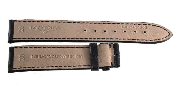 Genuine Longines 20mm x 18mm Black Alligator Leather Watch Band Strap L682124835 For Cheap