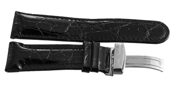 Joe Rodeo 24mm Black Leather Watch Band Strap With Silver Tone Buckle For Sale