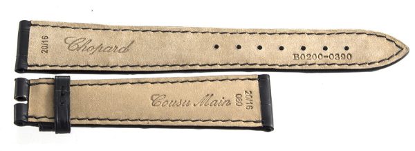 Genuine Chopard 20mm x 16mm Black Alligator Watch Band Strap 080 B0200-0390 Fashion