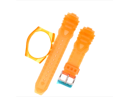 Aqua  Master  Gel Plastic Watch Strap Band 21MM with Cover Orange - W13 Online Hot Sale