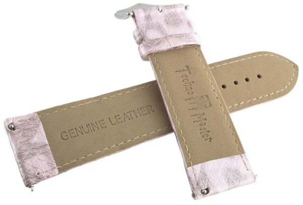 Genuine Techno Master 25mm Pink Leather Watch Band Strap Supply