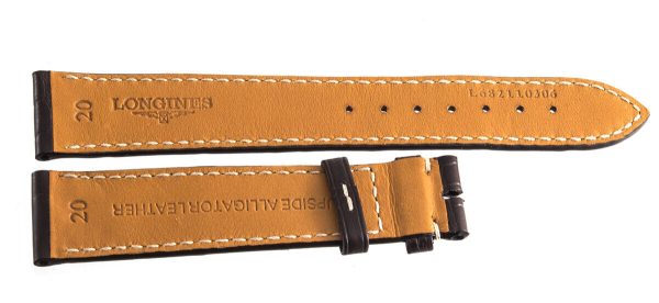 Genuine Longines 20mm x 18mm Brown Alligator Leather Watch Band L682110306 For Cheap