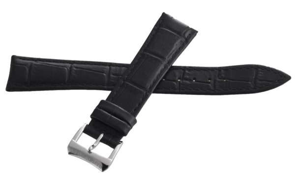 Raymond Weil 19mm x 16mm Black Alligator Leather Silver Buckle Watch Band V3.16 Online Sale