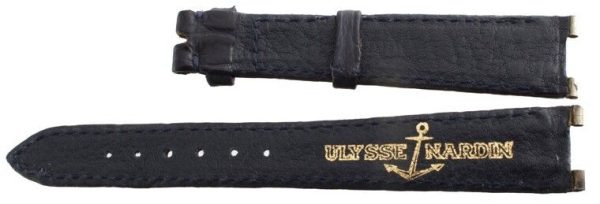 Genuine Ulysse Nardin NOS 15x11mm Navy Blue Alligator Leather Watch Band Strap Sale