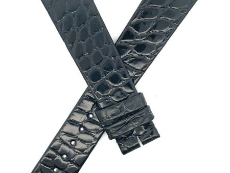 Montblanc Men s 18mm x 15mm Black Alligator Leather Watch Band FBK Discount