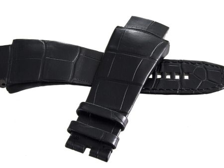 Authentic Richard Mille 30mm x 22mm Black Alligator Watch Band Strap Fashion