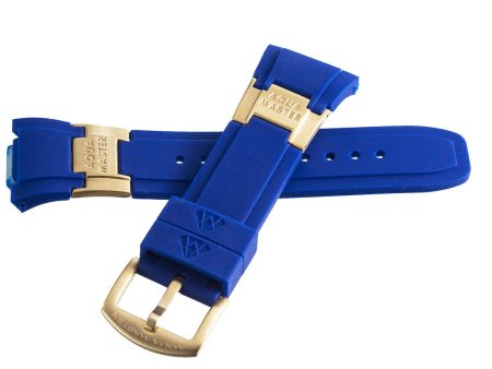 Aqua Master 28mm Blue Rubber Watch Band Strap W Gold Buckle Supply