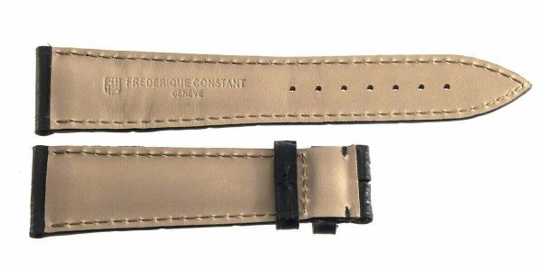 Frederique Constant Geneve 22mm x 18mm Black Alligator Watch Band For Sale