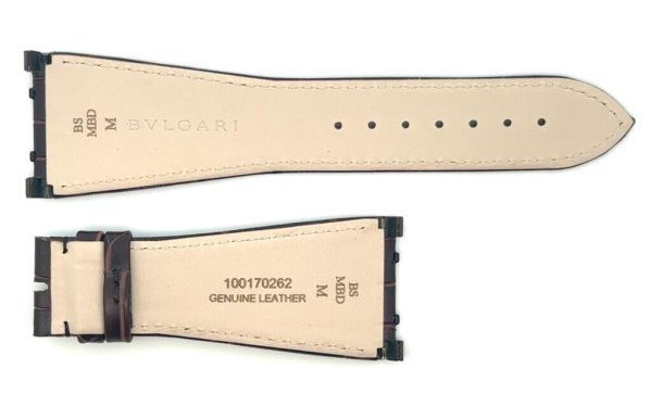 Bvlgari Men s 30mm x 20mm Dark Brown Genuine Leather Watch Band 100170262 Cheap