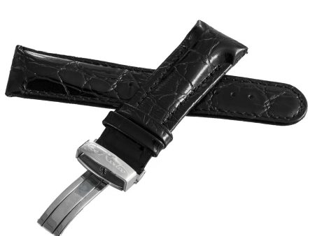 Joe Rodeo 24mm Black Leather Watch Band Strap With Silver Tone Buckle For Sale